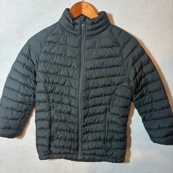 Polo Ralph Lauren Kids Size M 10-12 Puffer Jacket Gray Quilted Lightweight FLAW - Picture 1 of 9